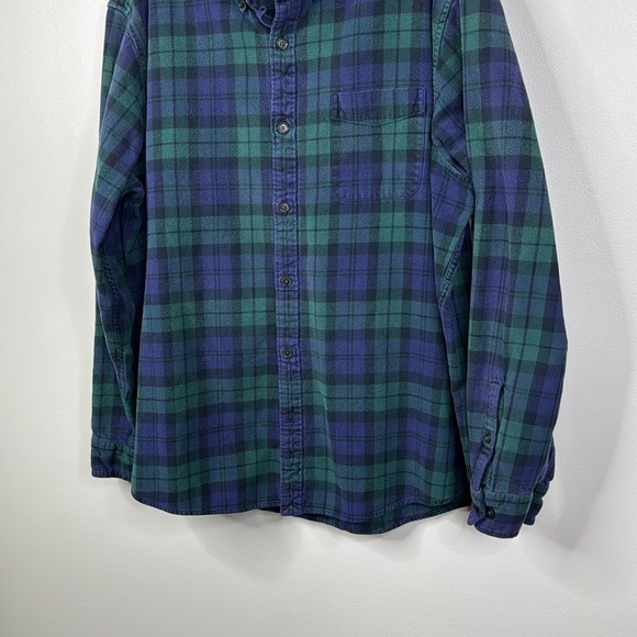 Lands End Traditional L/S Blue Green Plaid Flannel Shirt Men's Size Extra Large - Picture 3 of 7